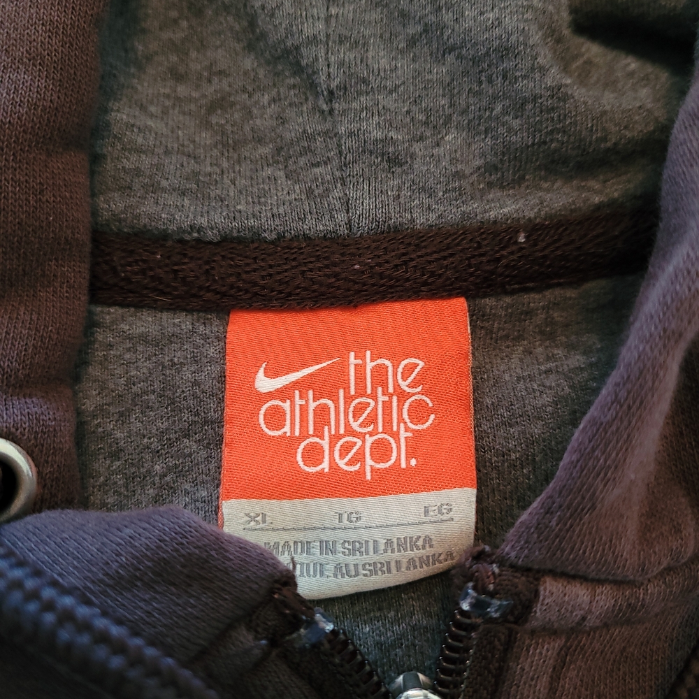 Nike Full Zip Hoodie Men's XL Vintage FA10 Logo Sweatshirt Streetwear Brown - Picture 6 of 8